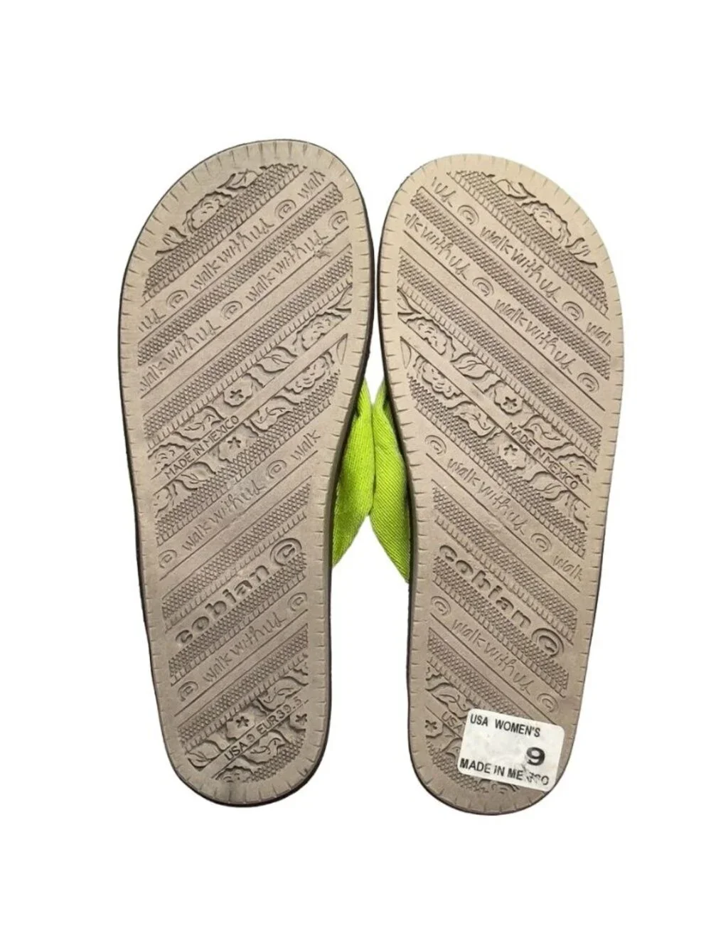 Women's Shoes COBIAN Flat Rubber Thongs Hawaiian Motif  Size 9 Hawaiian leisure